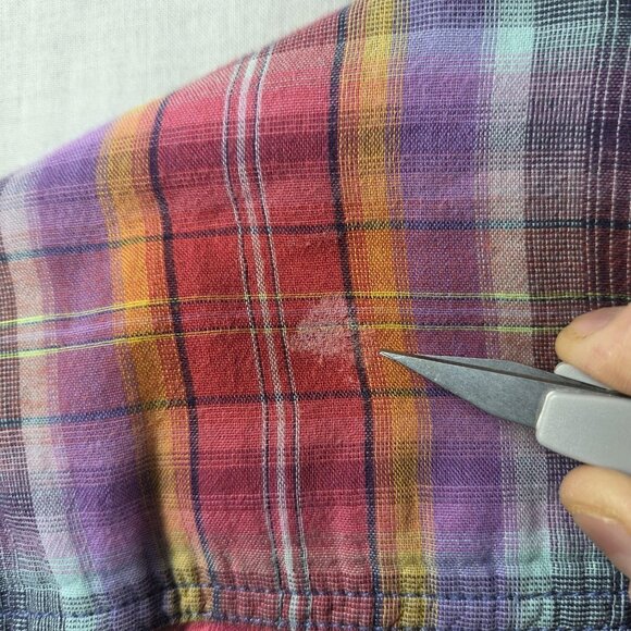 Tommy Bahama Shirt Mens Medium Multicolor Plaid Cotton Button Front Casual - Picture 9 of 12